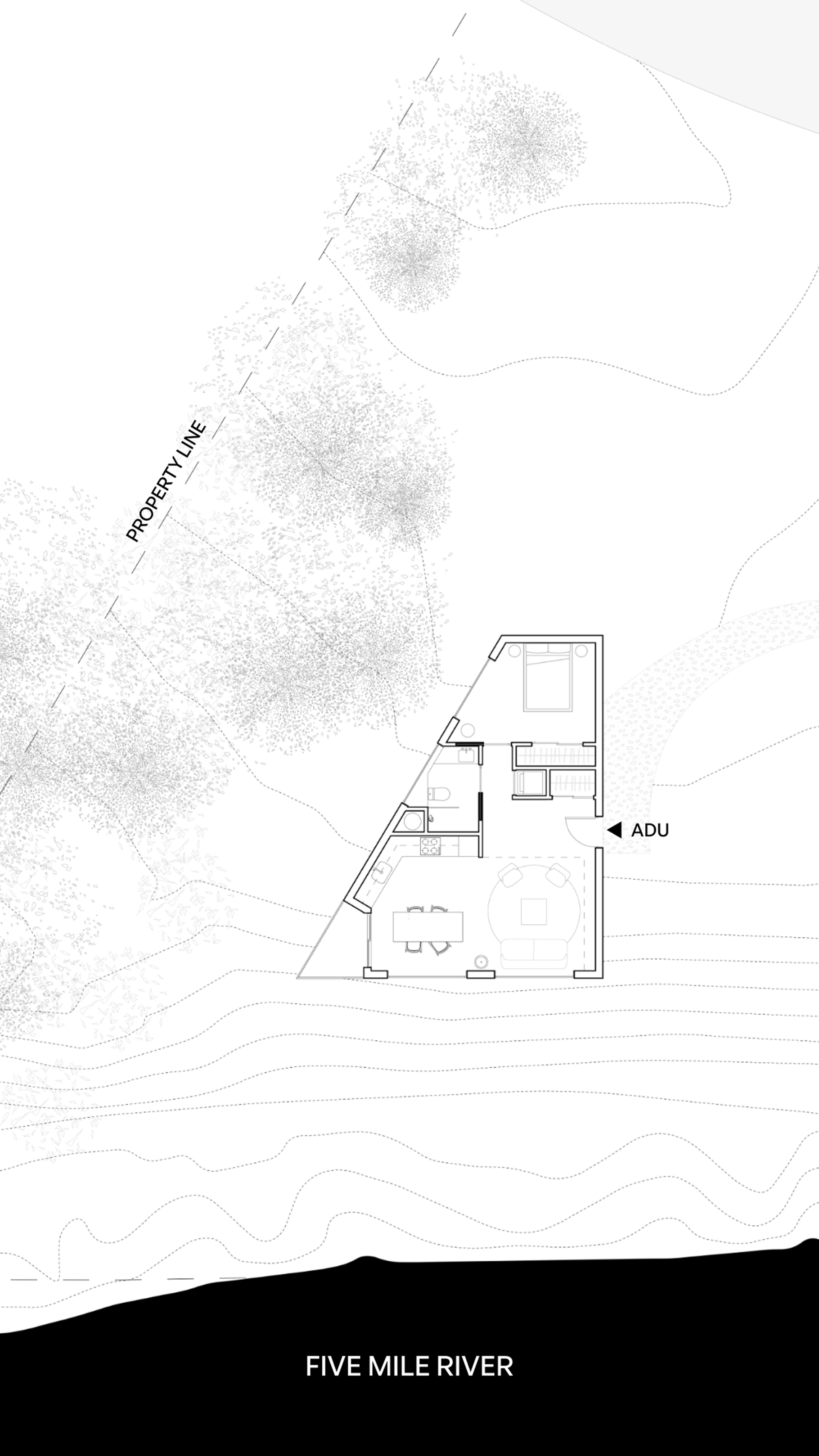 Title: Five Mile River ADU floor plan - Description: Five Mile River ADU floor plan